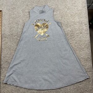 Lily Blu Gray Stripe Mock Sleeveless Dress Follow Your Heart Graphic Girl 10